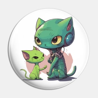 alien and cat Pin