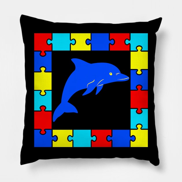 Autism Day dolphin Pillow by teespra