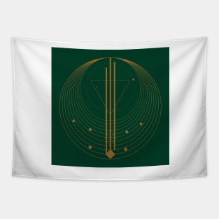 Green gold Christmas elegant pattern geometric Tapestry