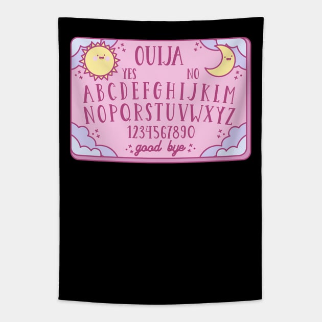 Kawaii Ouija Board Witchy Pastel Halloween Gift Tapestry by BadDesignCo