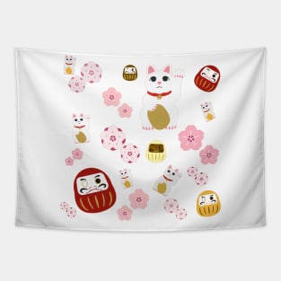 Lucky Cat and Cherry Blossom Medley Tapestry