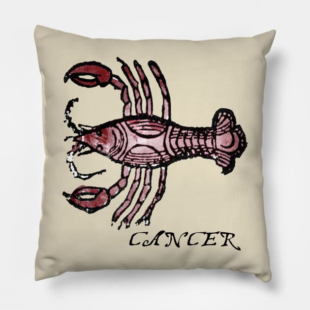 Cancer - Medieval Astrology: Pillow by The Blue Box