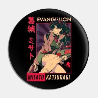 Misato Katsuragi Retro Art | IKIGAISEKAI Pin