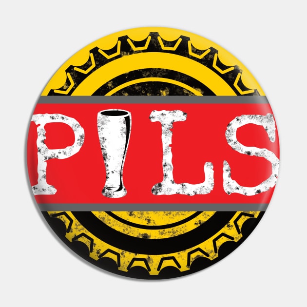 Pils Beer Word on Beer Bottle Cap in German Colours Pin by dkdesigns27