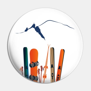 Ski and snowboard leewarddeisgn Pin