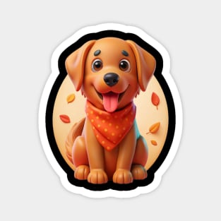 Red Golden Retriever Lover Gift - Cute Puppy Design Magnet