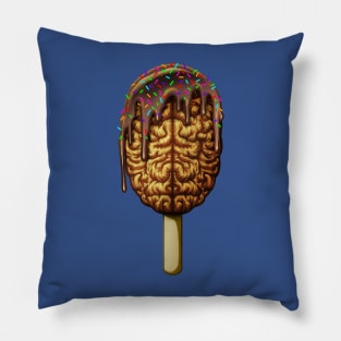 Creepy brain ice cream chocolate drip Pillow