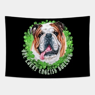 One Lucky English Bulldog Funny St. Patrick Dog Tapestry