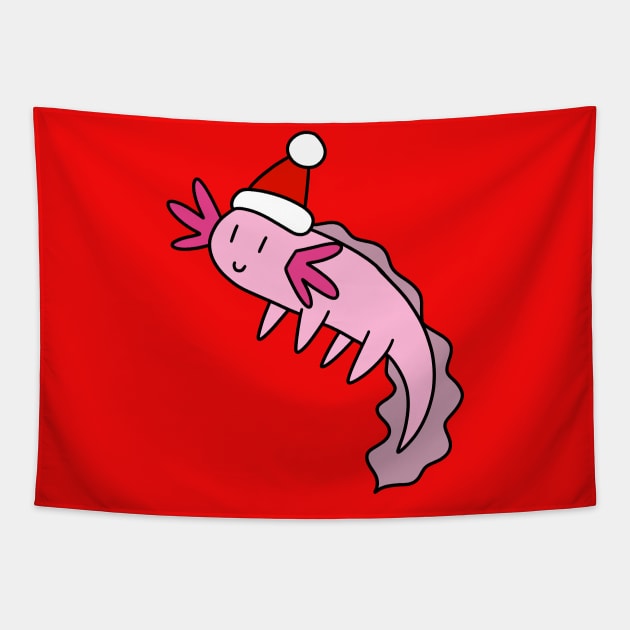 Santa Hat Axolotl Tapestry by saradaboru