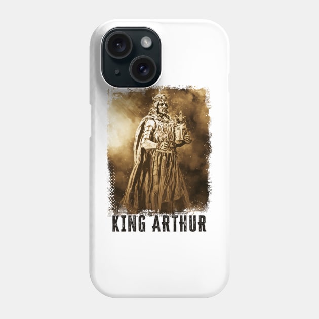 King ARTHUR Vintage portrait with Crown Helmet and Sword Phone Case by Naumovski