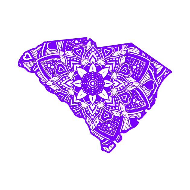 Purple South Carolina State Gift Mandala Yoga SC Art by Get Hopped Apparel