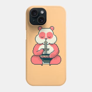 Cute Pink Panda Eating Ramen Pixel art Phone Case