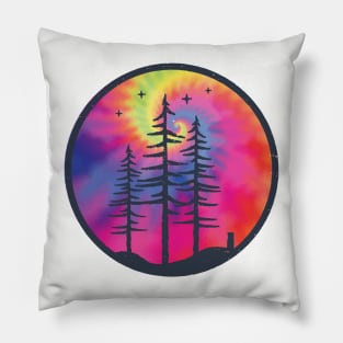 Tie Dye Sky and Trees Pillow