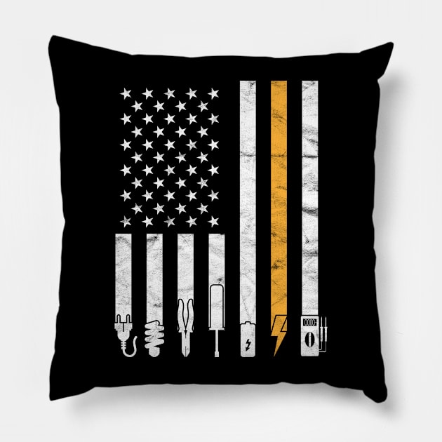 Electrician USA Flag, Electrician Pillow by hibahouari1@outlook.com