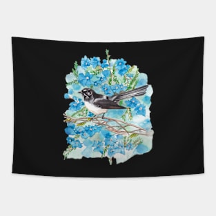 Willie Wagtail on Lechenaultia Tapestry