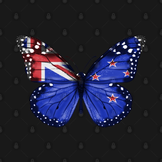 New Zealander Flag  Butterfly - Gift for New Zealander From New Zealand by Country Flags