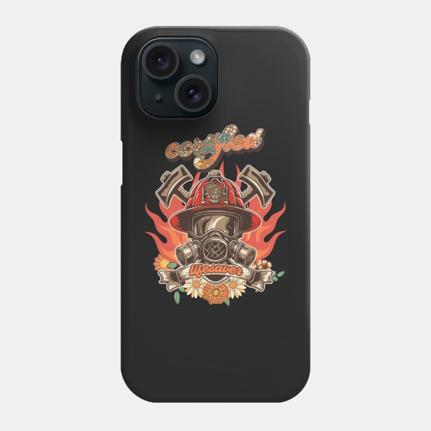 Firefighter woman Fire girl floral groovy funny quote Certifed lifesaver Phone Case by HomeCoquette