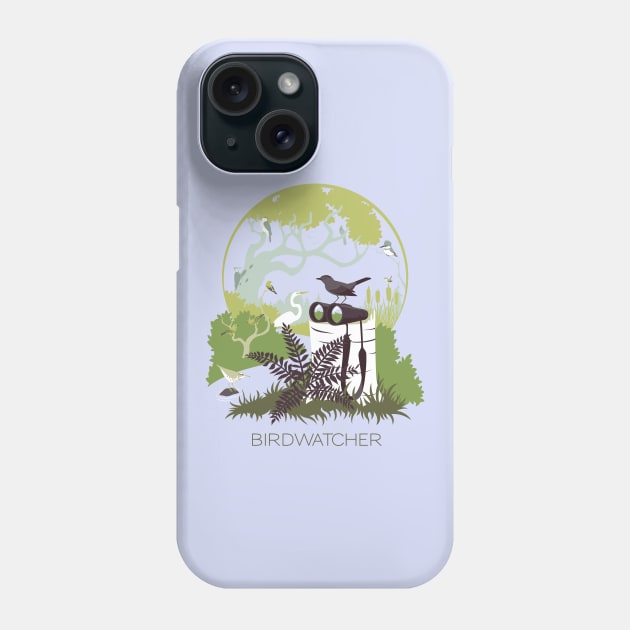 Birdwatcher (greens) Phone Case by JadaFitch