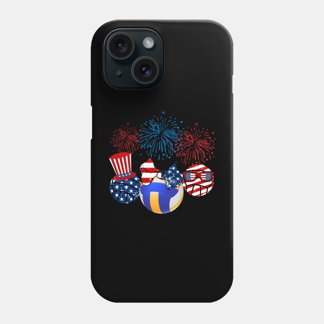 Volleyball American Flag Fireworks Phone Case by Flavie Kertzmann