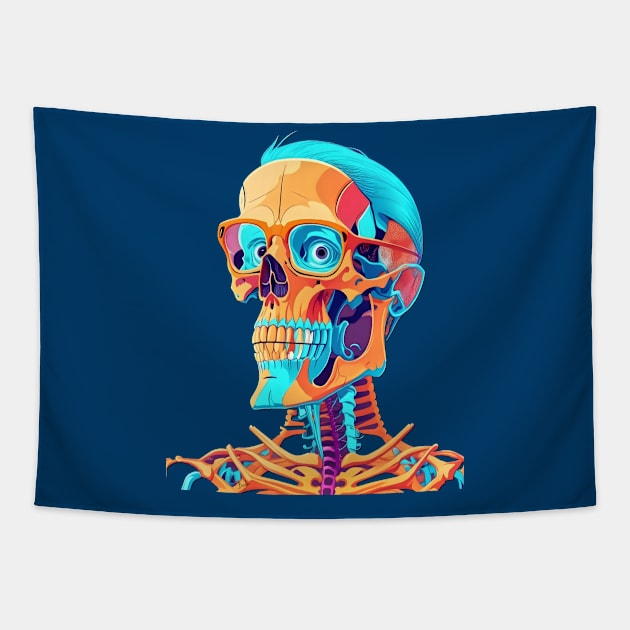 The Nerd Skull Head 2 Tapestry by Peter Awax