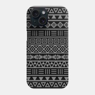 Aztec Influence Pattern Gray on Black Phone Case