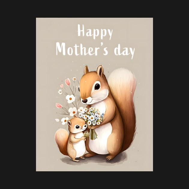 Mother & Baby Squirrel Celebrate Mother's Day with Love by Anicue