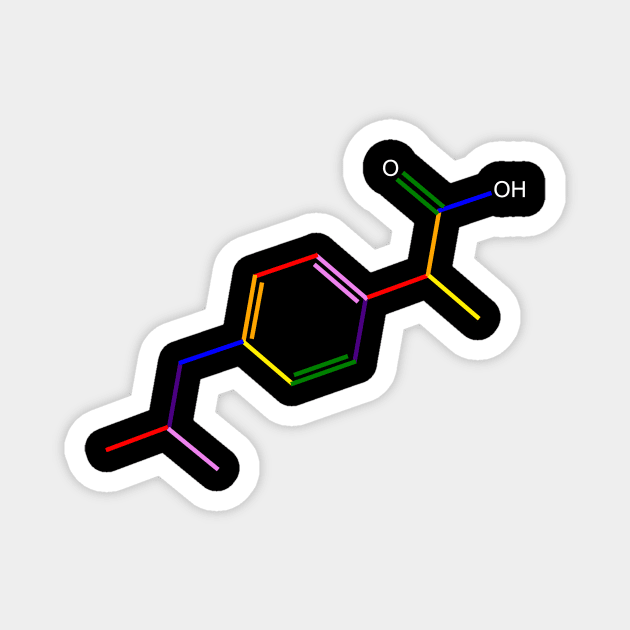 Ibuprofen Molecule Rainbow Chemistry Magnet by ChemECool