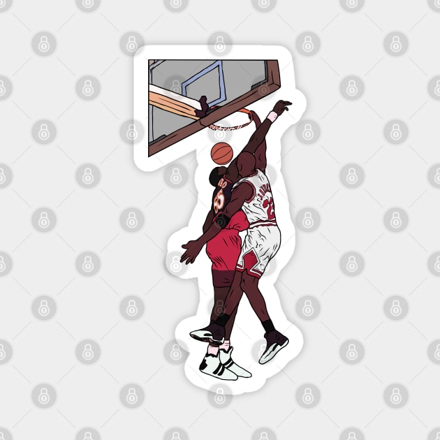 Michael Jordan Dunk on Dikembe Mutombo Magnet by rattraptees