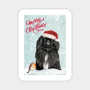 Blacl Pekingese Merry Christmas Santa Dog Magnet