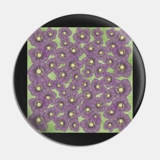 Violet flowers on green background Pin