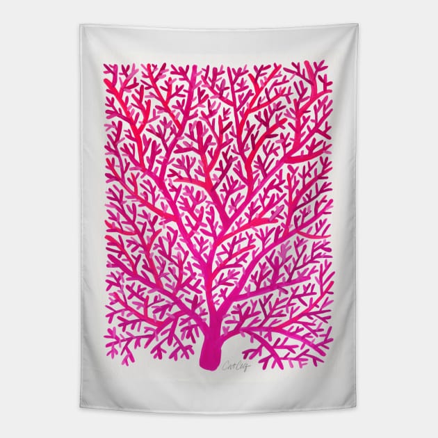 fan coral pink ombre Tapestry by CatCoq