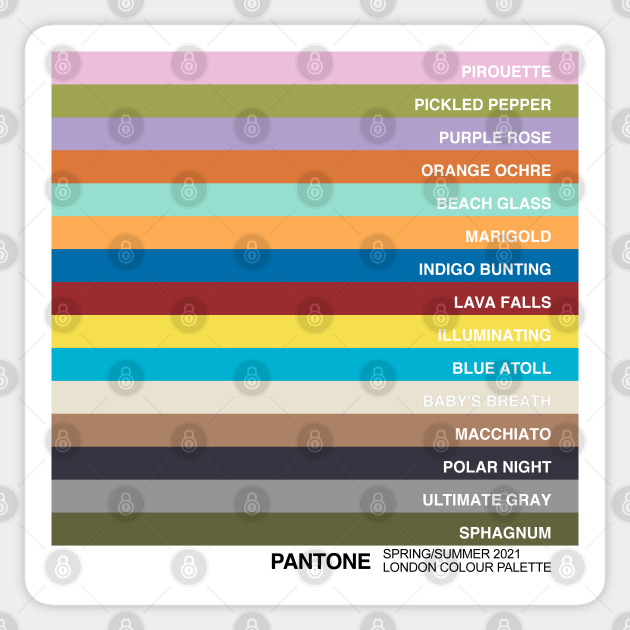 Pantone color palette for London Fashion Week, Spring ...