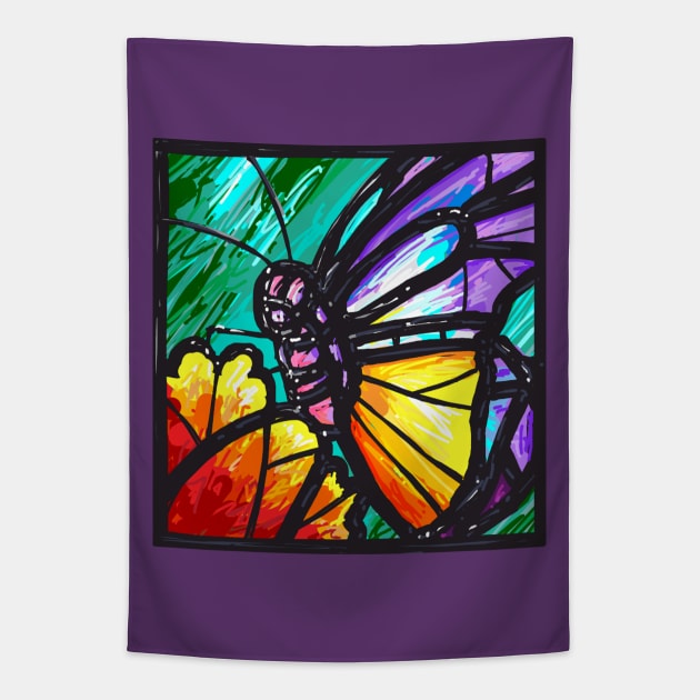 Stained Glass Butterfly Tapestry by ElephantShoe