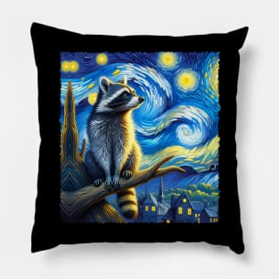 Raccoon UFO Adventures Elevate Your Style with Cosmic Intrigue Pillow