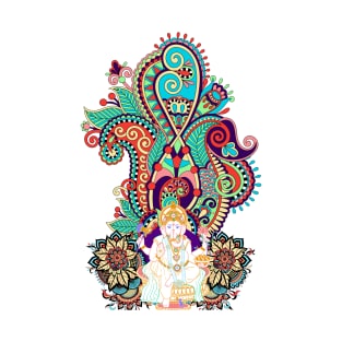 Ganesh Colorful Paisley Ethnic India Motif T-Shirt