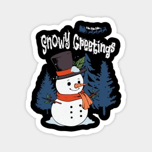 Snowy Greetings Winter Snowman Magnet