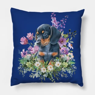 Wild Flower Dachshund Puppy Pillow