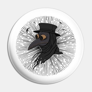 Creepy Plague Doctor Steampunk Style Illustration Pin