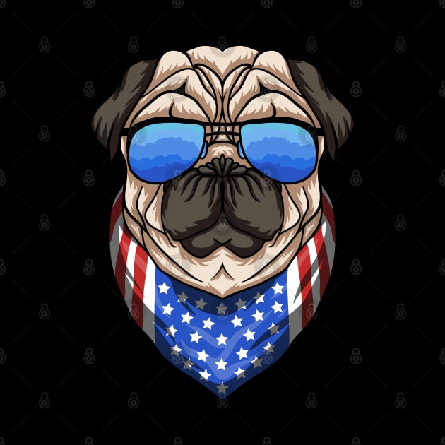 American pug dog with glasses by sharukhdesign