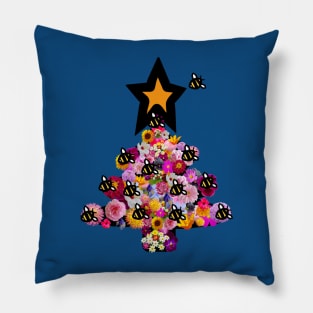 Floral Christmas Tree Bumblebee Pillow