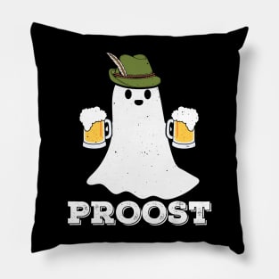 Prost Funny Oktoberfest Ghost Halloween Pun Vintage Pillow