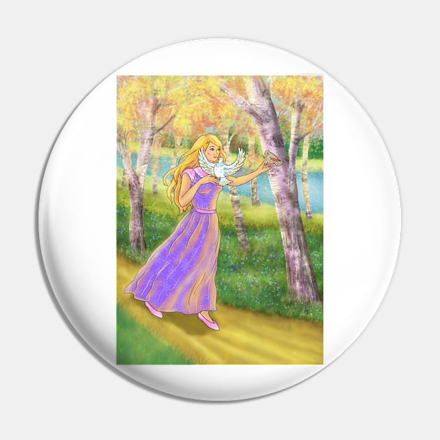 Autumn girl with doves among the birch trees Pin by Anthropolog