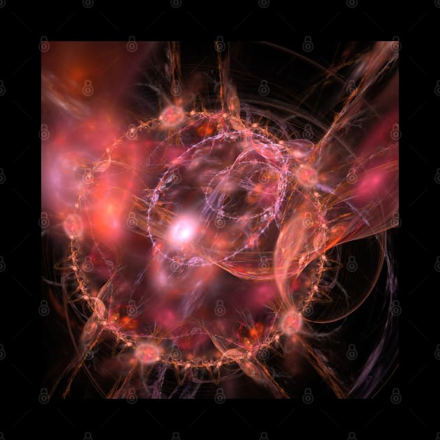 Fractal solar explosion in orange on black by hereswendy