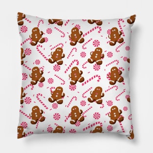 Gingerbread Man And Candy Cane Pillow