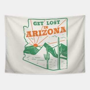 Get Lost in Arizona // Vintage Desert Landscape // Retro Tourism Badge Tapestry