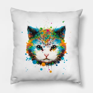 Watercolor Dot Kitten The Purrfect Addition to Your Wardrobe Pillow