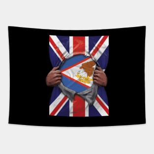 American Samoa Flag Great Britain Flag Ripped - Gift for American Samoan From American Samoa Tapestry