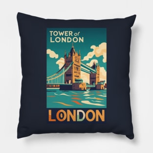 A Vintage Travel Art of London - England Pillow