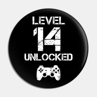 Level 14 Unlocked T-Shirt - 14th Birthday Gift Pin