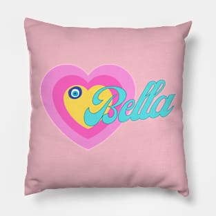 Bella in Colorful Heart Illustration Pillow